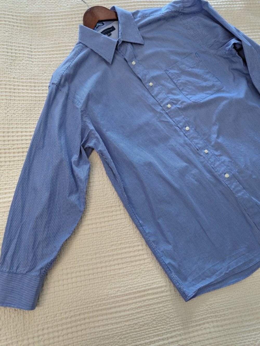 T.H. Striped Cotton Blue Regular Fit Dress Men`s Shirt Power Dressing - Picture 7 of 16